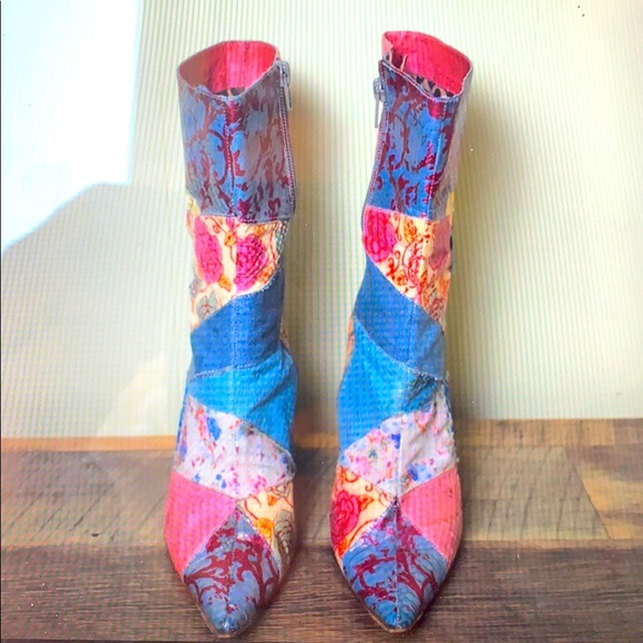 Beverly Feldman Shoes - Rare Beverly Feldman Boots, patchwork, size 8